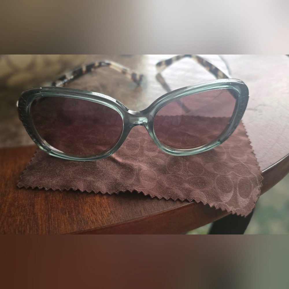 Coach Women's Sunglasses with Tortoise Shell and Teal Frame